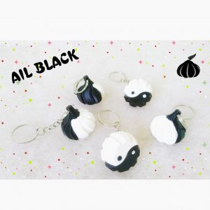 Porte-clés « yin yang ail noir », pour les adeptes de l’ail noir, ou pour un joli petit cadeau…