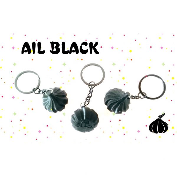 Porte-clés en forme de bulbe d'ail noir